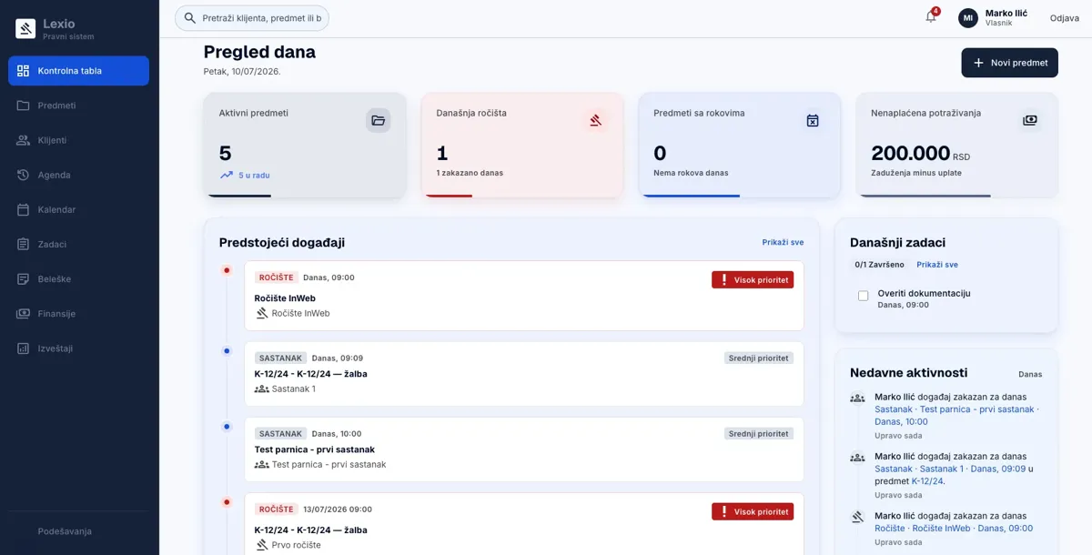 Lexio — snimak aplikacije