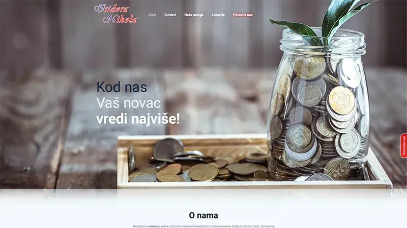 Menjačnica Isidora - Izrada web sajtova Novi Sad - primer radova