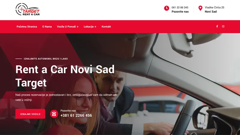 REANT A CAR TARGET - NOVI SAD - Izrada web sajtova Novi Sad - primer radova